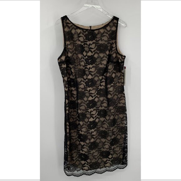 Maggy London black lace sheath shift dress lined sleeveless new 16 - Picture 1 of 4